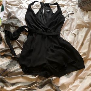 Express Black Low Cut Romper W/ Belt